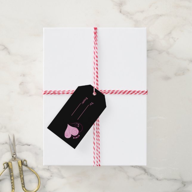 Étiquettes-cadeau Balise cadeau Coeurs roses (Avec de la ficelle)