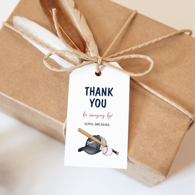 Étiquettes-cadeau Balise cadeau d'anniversaire de baseball moderne (Créateur téléchargé)