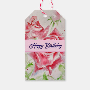 Étiquettes-cadeau Balise cadeau d'anniversaire de la Rose rouge Rose