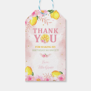 Étiquettes-cadeau Balise cadeau d'anniversaire Floral Lemonade