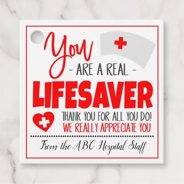 Étiquettes Cadeau Balise Cadeau d'appréciation de l'infirmière (Devant)