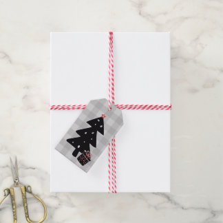 Étiquettes-cadeau Balise cadeau d'arbre de Noël noir et gris
