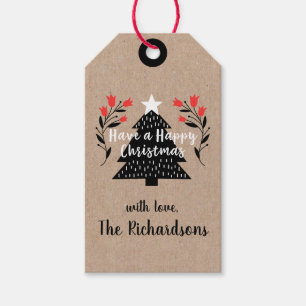 Étiquettes-cadeau Balise cadeau d'arbre de Noël rustique Kraft