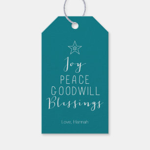 Étiquettes-cadeau Balise cadeau d'arbre de Noël typographique