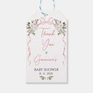 Étiquettes-cadeau Balise cadeau de Baby shower Croquette rose Bow