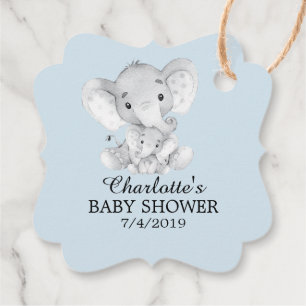 Étiquettes Cadeau Balise Cadeau de Baby shower d'éléphant doux Favor