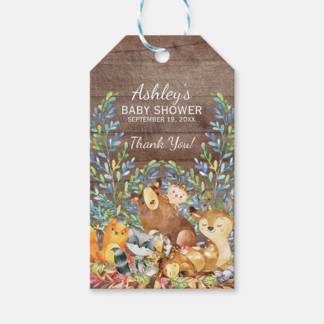 Étiquettes-cadeau Balise cadeau de Baby shower Favoriser les animaux (Devant)