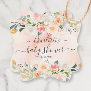 Étiquettes Cadeau Balise Cadeau de Baby shower Favoriser Roses et pi