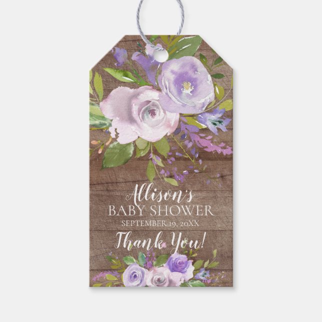 Étiquettes-cadeau Balise cadeau de Baby shower floral de lavande rus (Devant)