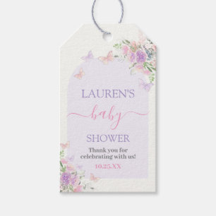 Étiquettes-cadeau Balise Cadeau de Baby shower Floral Papillon viole