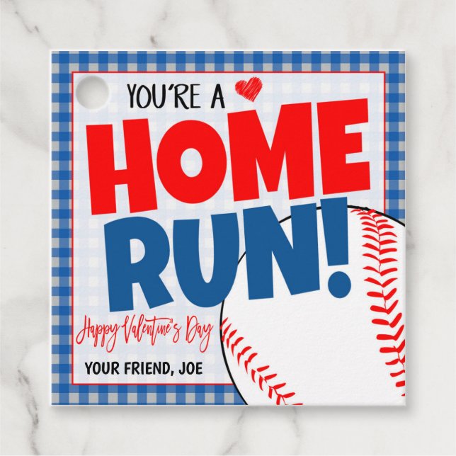 Étiquettes Cadeau Balise cadeau de baseball Valentine (Devant)