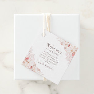 Étiquettes Cadeau Balise cadeau de bienvenue Boho White and Pink Ros