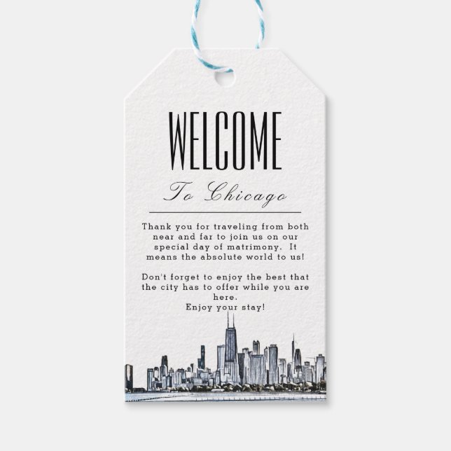 Étiquettes-cadeau Balise cadeau de bienvenue personnalisée à Chicago (Devant)