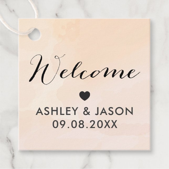 Étiquettes Cadeau Balise cadeau de bienvenue pour le Mariage d'aquar (Devant)
