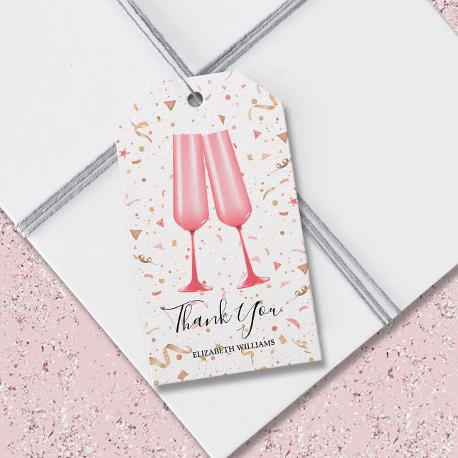 Étiquettes-cadeau Balise cadeau de Brunch et de Merci mousseux (Brunch and bubbly thank you bridal shower gift favor tags)