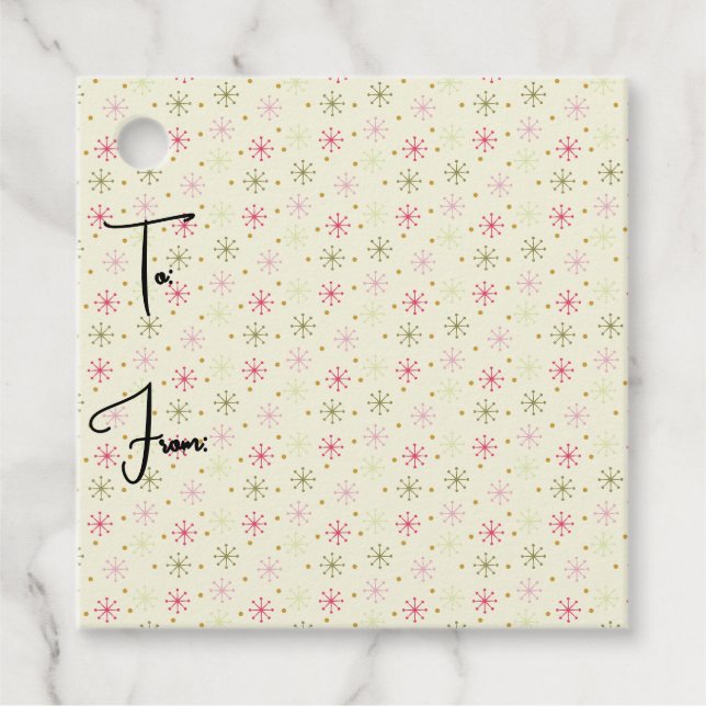 Étiquettes Cadeau Balise cadeau de début de Noël au milieu du siècle (Devant)