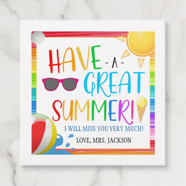 Étiquettes Cadeau Balise cadeau de fin d'année scolaire (Devant)