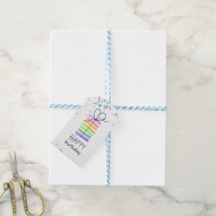 Étiquettes-cadeau Balise cadeau de gâteau d'anniversaire avec Confet