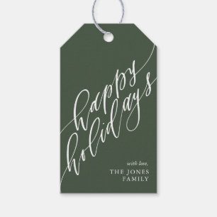 Étiquettes-cadeau Balise cadeau de Happy Holidays Calligraphy