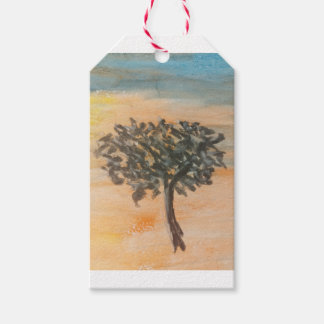 Étiquettes-cadeau Balise cadeau de joli arbre de coucher de soleil