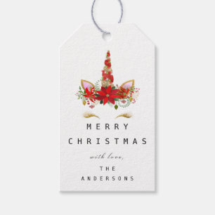 Étiquettes-cadeau Balise cadeau de Joyeux à Vacances or Unicorne Noë