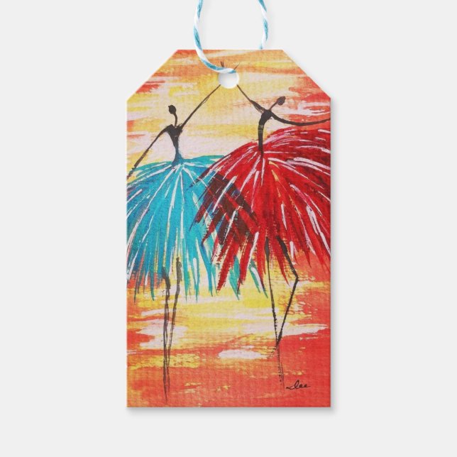 Étiquettes-cadeau Balise cadeau de joyeux danseurs (Devant)