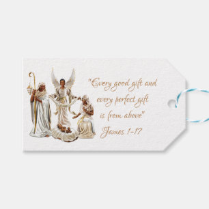 Étiquettes-cadeau Balise Cadeau de la Bible de la Nativité Afro-Amér