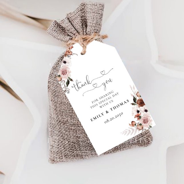 Étiquettes-cadeau Balise cadeau de la cérémonie de Mariage floral en (Créateur téléchargé)