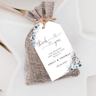 Étiquettes-cadeau Balise cadeau de la cérémonie Mariage Boho bleu