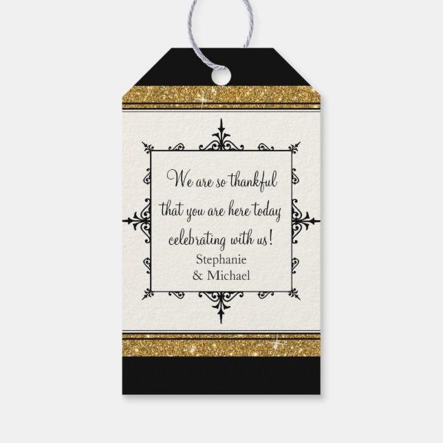 Étiquettes-cadeau Balise cadeau de la faveur nuptiale or ornement Pa (Dos)