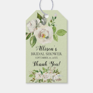 Étiquettes-cadeau Balise cadeau de la Fête des mariées florale blanc