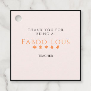 Étiquettes Cadeau Balise cadeau de l'enseignant d'Halloween, Boo, Fa