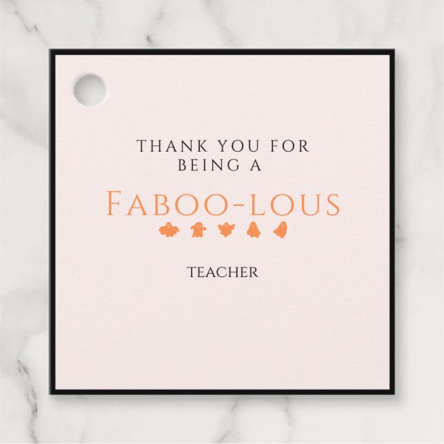 Étiquettes Cadeau Balise cadeau de l'enseignant d'Halloween, Boo, Fa (Devant)