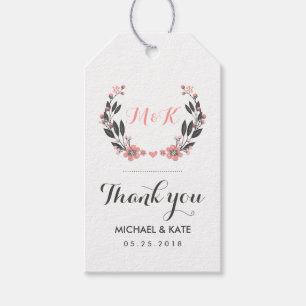 Étiquettes-cadeau Balise cadeau de Mariage de couronnes Vintages ros