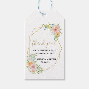 Étiquettes-cadeau Balise cadeau de mariage Favor floral printemps or