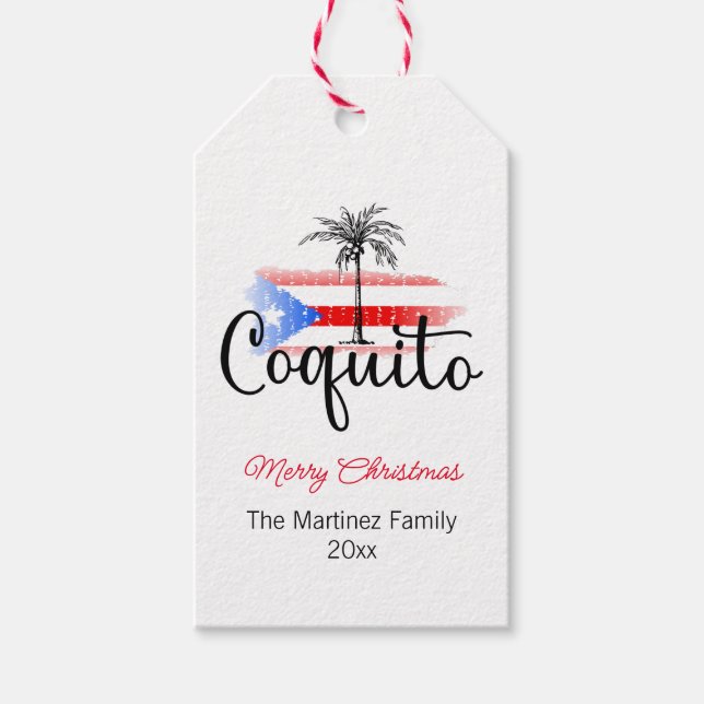 Étiquettes-cadeau Balise cadeau de marque Coquito Joyeux Noël (Devant)