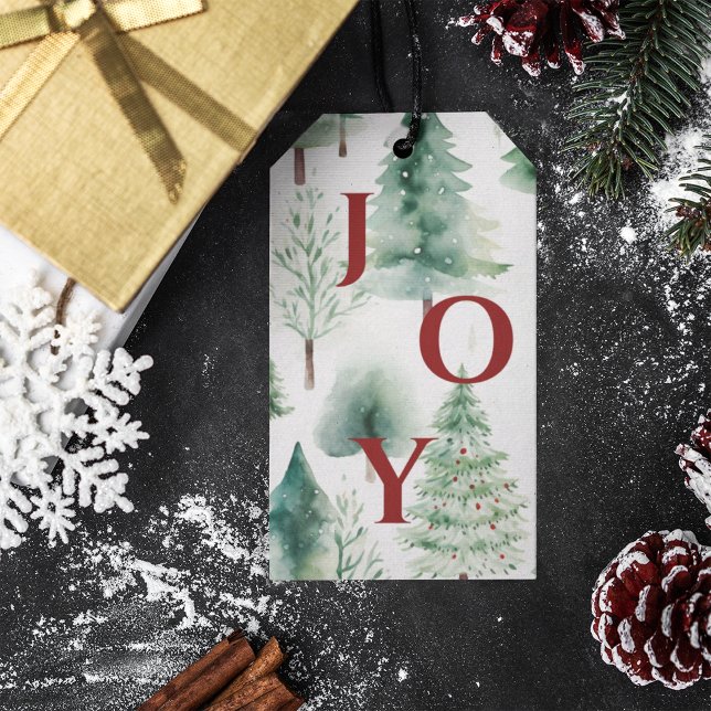 Étiquettes-cadeau Balise cadeau de Noël Arbres Motifs Vert Rouge (Créateur téléchargé)