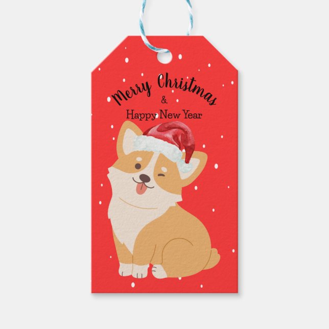 Étiquettes-cadeau Balise Cadeau de Noël de Corgi (Devant)