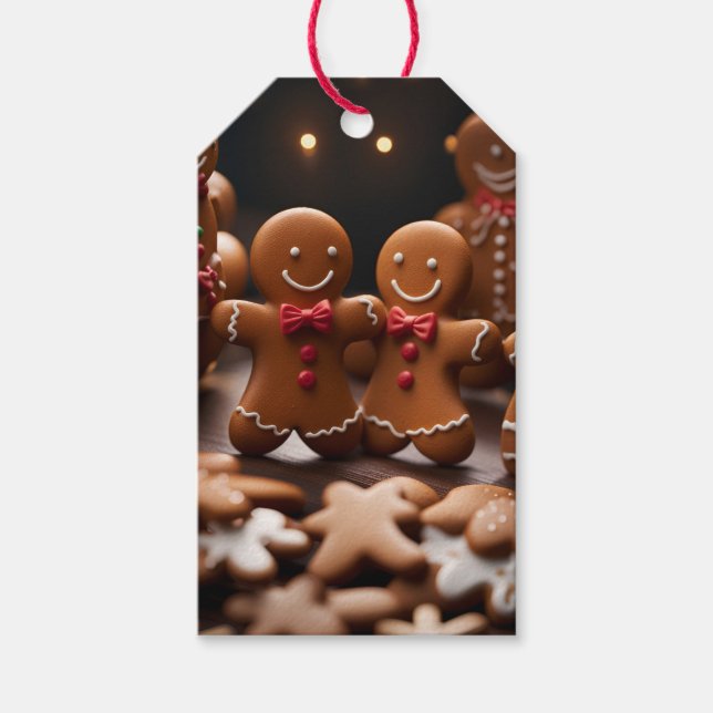 Étiquettes-cadeau Balise cadeau de Noël de l'homme Gingerbread (Devant)