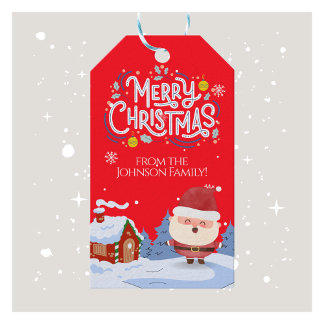 Étiquettes-cadeau Balise cadeau de Noël Festif Nom de famille