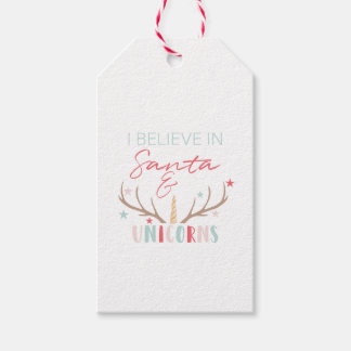 Étiquettes-cadeau Balise cadeau de Noël "I Believe In Père Noël & Un