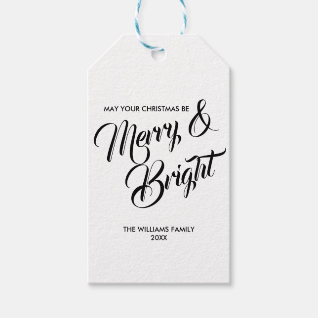 Étiquettes-cadeau Balise cadeau de Noël Joyeux et brillant (Devant)