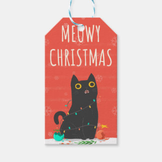 Étiquettes-cadeau Balise cadeau de Noël Kitty de Meowy