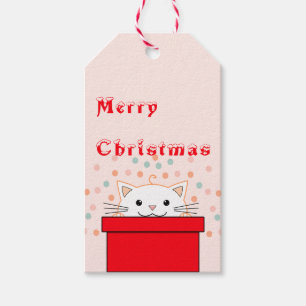 Étiquettes-cadeau Balise cadeau de Noël pour l'amoureux   Cute Chat 