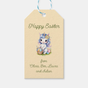 Étiquettes-cadeau Balise cadeau de Pâques joyeux Unicorn mignonne
