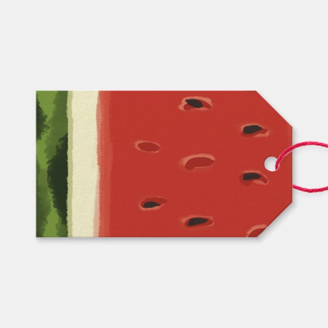 Étiquettes-cadeau Balise cadeau de pastèque rouge vif (Devant (Horizontal))