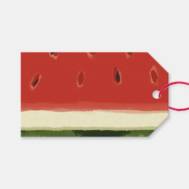 Étiquettes-cadeau Balise cadeau de pastèque rouge vif (Devant (Horizontal))