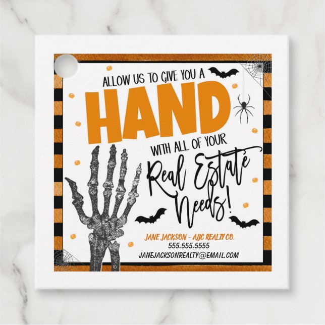 Étiquettes Cadeau Balise cadeau de référence immobilière d'Halloween (Devant)