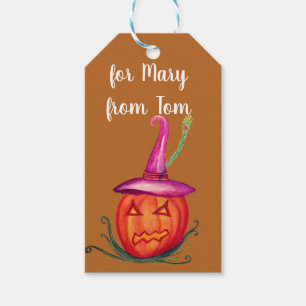 Étiquettes-cadeau Balise cadeau de sorcière d'Halloween Citrouille