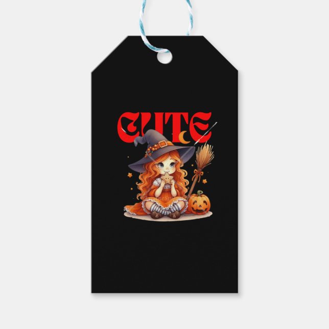 Étiquettes-cadeau Balise cadeau de sorcière Halloween (Devant)